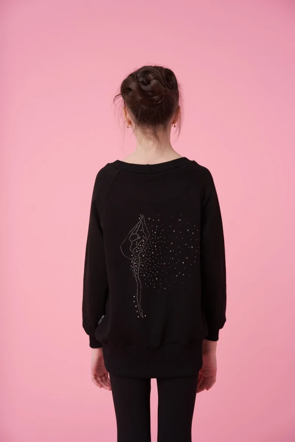 Свитшот 3/4 рукав, Чёрный (антрацит), Трёхнитка, 70% хлопок + 30% полиэстер