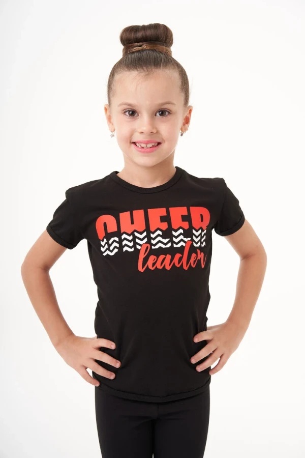 Футболка короткий рукав, Чорний (черв., біл.), 90% бавовна + 10% лайкра