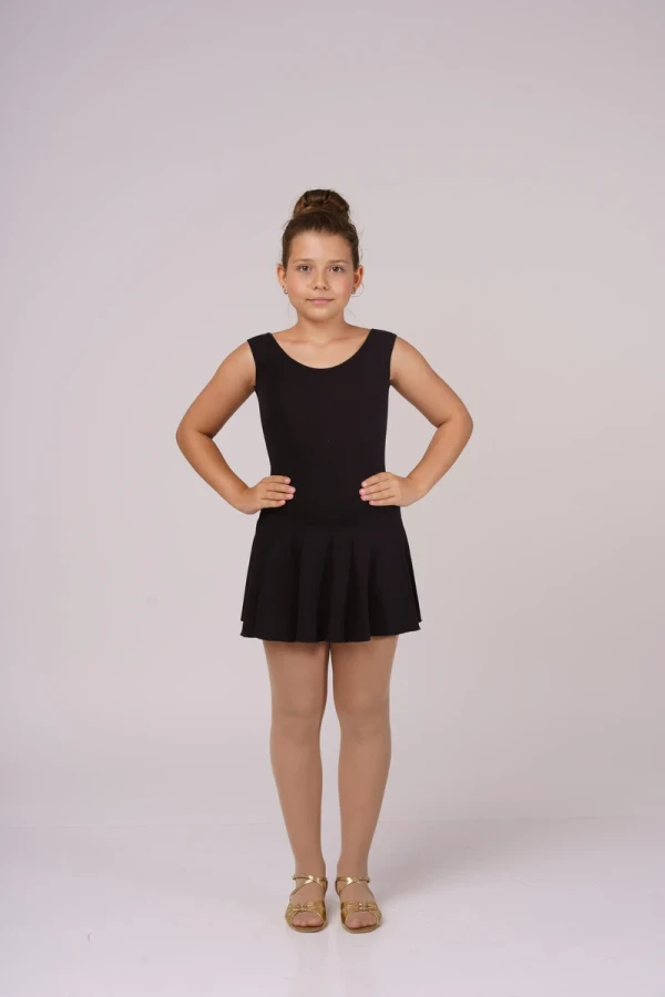 Р - Платье-майка с 1 юбочкой, Чёрный, 90% хлопок + 10% лайкра