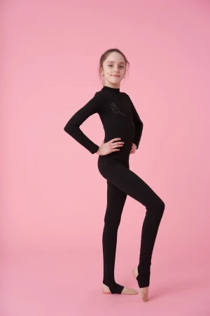 Термокомбінезон д/р стійка лосини з дір., Чорний (антрацит), 45% віскоза + 30% бавовна + 25% шерсть