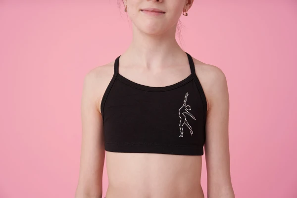 Топ-борцовка на бретелях, Чёрный (белые АВ), 80% хлопок + 15% вискоза + 5% лайкра