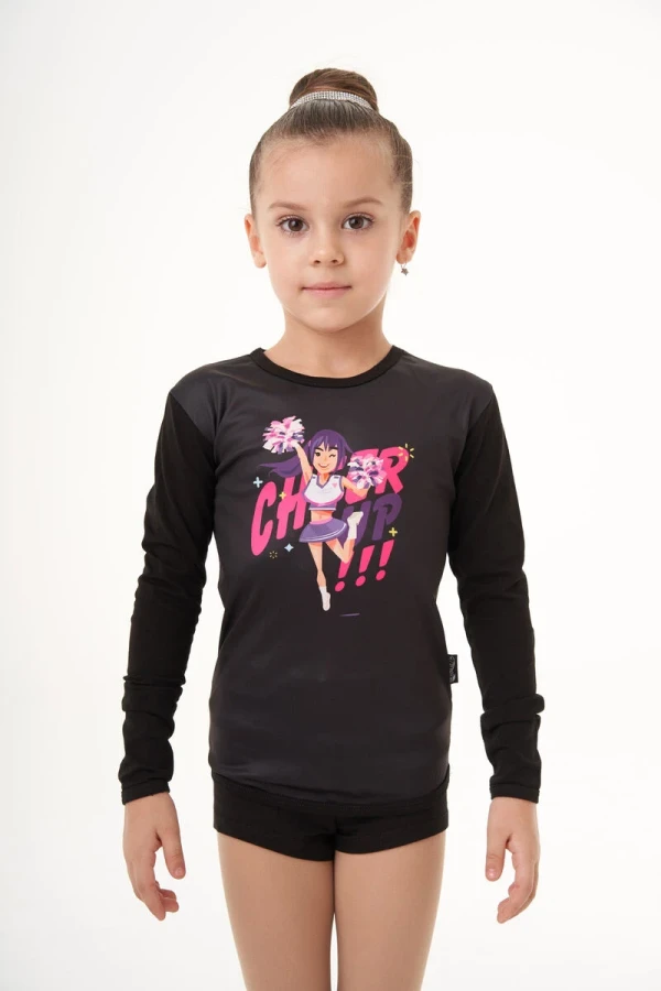 Футболка довгий рукав, Чорний, 90% бав. + 10% лайк. + біфлекс принт