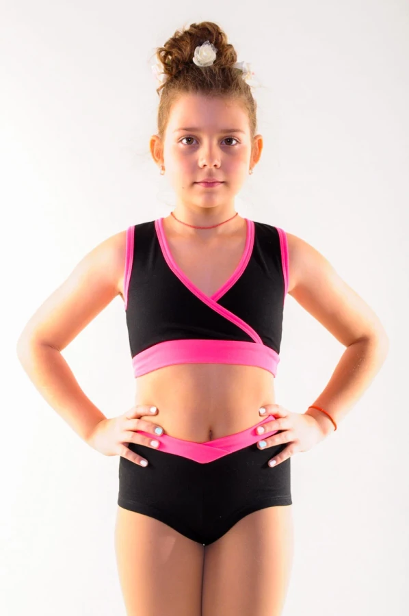 Топ лиф, Чёрный/Электрик, 80% хлопок + 15% вискоза + 5% лайкра