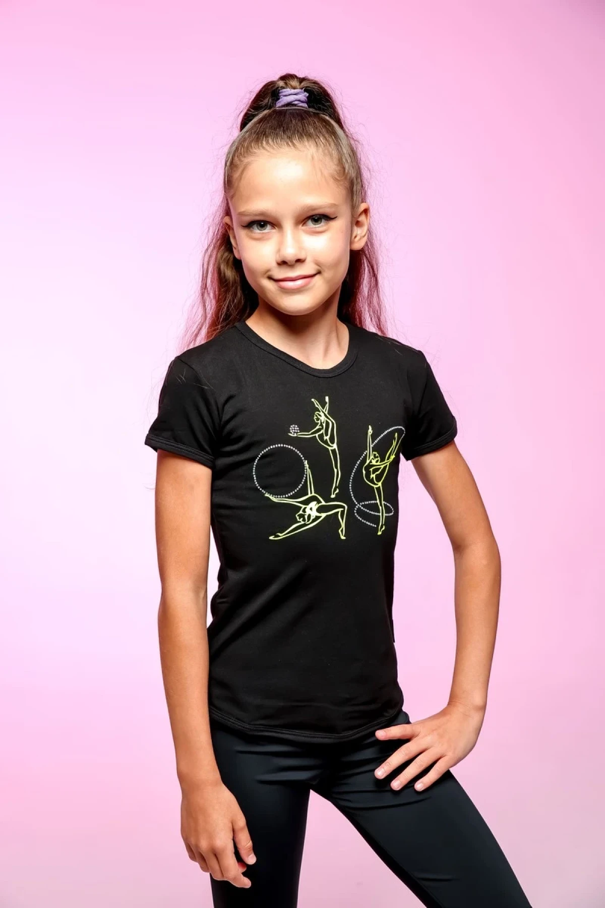 Футболка короткий рукав, Чорний (АВ + н.-мал.), 90% бавовна + 10% лайкра