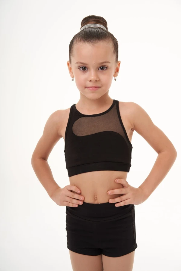 Топ "Елизавета", Чёрный, 90% хлопок + 10% лайкра + сетка