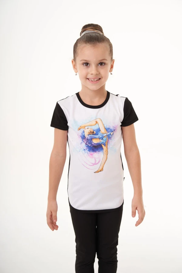 Футболка короткий рукав, Чорний/Білий, 90% бав. + 10% лайк. + біфлекс принт