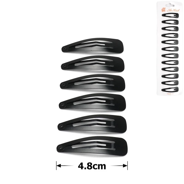 Заколки "тик-так", матовый, 4,8 см, Чёрный