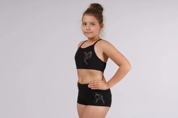 Топ-борцовка на бретелях, Чёрный (белые АВ), 80% хлопок + 15% вискоза + 5% лайкра