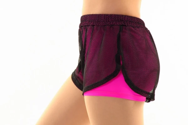 Шорти подвійні, Чорний, Бавовна