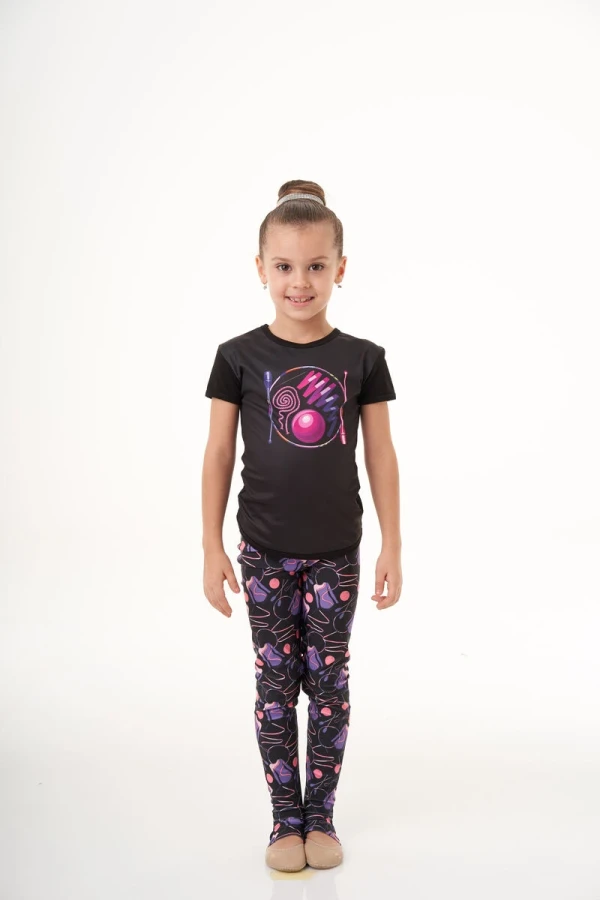 Лосини з дірочкою для п'яти, Чорний / Прінтований, Біфлекс прінтованний Лосини з дірочкою для п'яти, Чорний / Прінтований, Біфлекс прінтованний