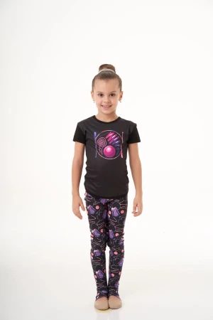 Лосини з дірочкою для п'яти, Чорний / Прінтований, Біфлекс прінтованний