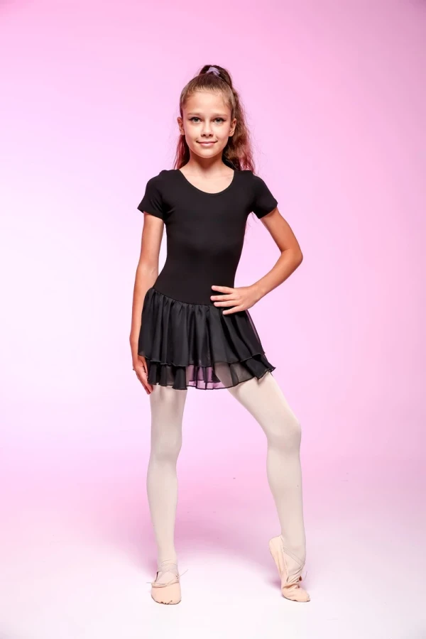 Платье к/р "Николь", Чёрный, 90% хлопок + 10% лайкра + шифон