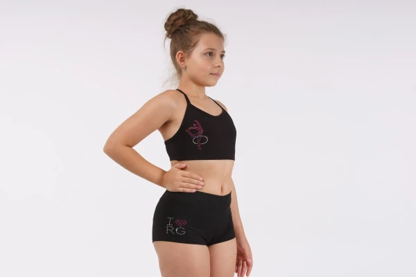 Топ-борцовка на бретелях, Чёрный (бел, мал), 80% хлопок + 15% вискоза + 5% лайкра