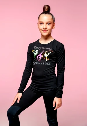 Футболка довгий рукав, Чорний, 90% бавовна + 10% лайкра