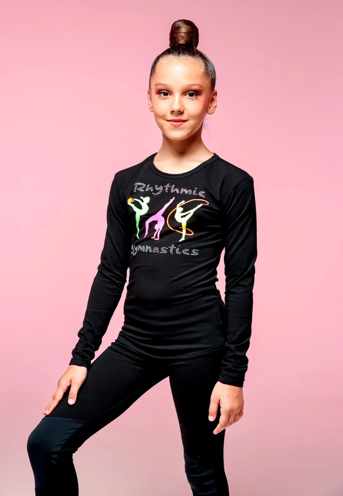 Футболка довгий рукав, Чорний, 90% бавовна + 10% лайкра