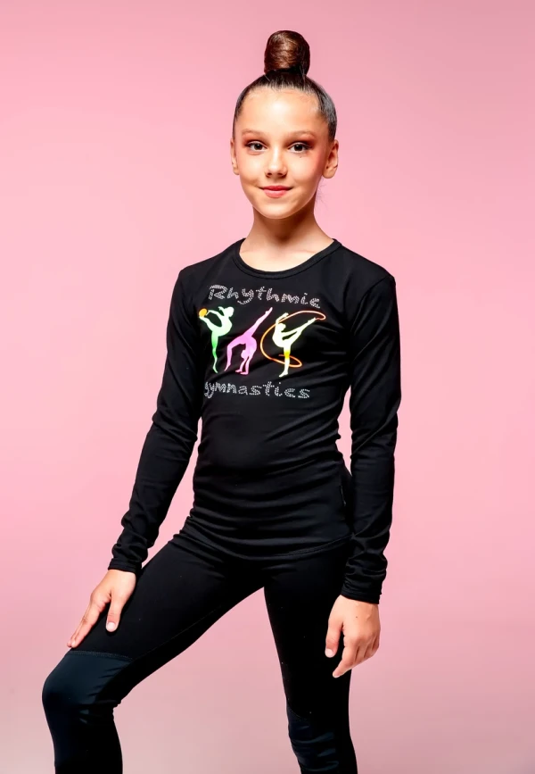 Футболка довгий рукав, Чорний, 90% бавовна + 10% лайкра