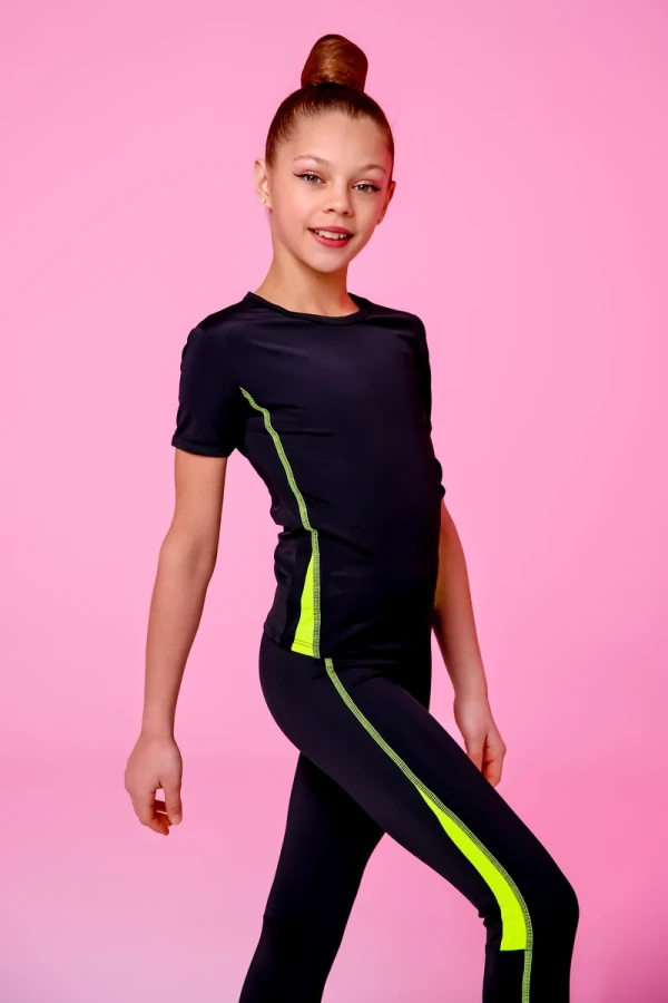 Футболка "Треугольник", Чёрный/Неон-лимон, Бифлекс