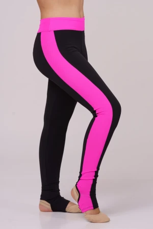 Лосины "Нинель" с лампасами, Чёрный/Серебро, Бифлекс матовый + масло