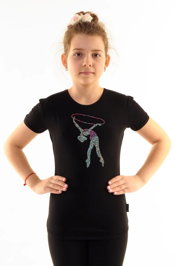 Футболка к/р  "Евгения", Чёрный (бел, мал), 90% хлопок + 10% лайкра