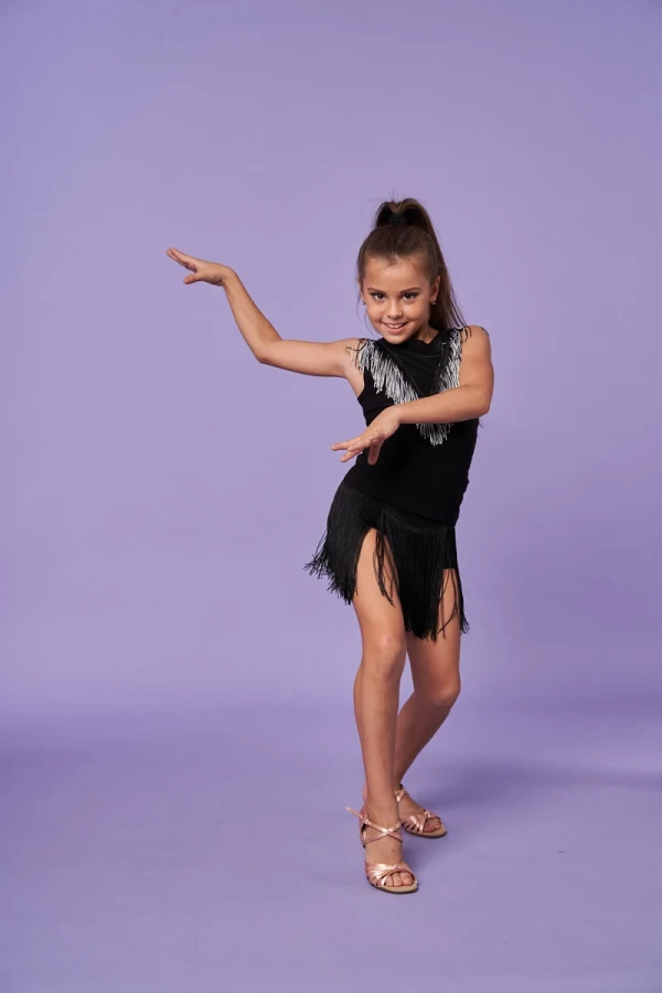 Юбка-шорты с бахромой, молния сбоку, Чёрный, Масло