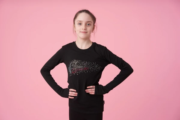 Термофутболка "Александра", Чёрный (АВ + мал.АВ), 90% хлопок + 10% лайкра термо