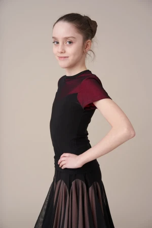 Блуза La "Софія", к/р, верх сітка, Чорний (беж. підкл.), Поліамід / Лайкра