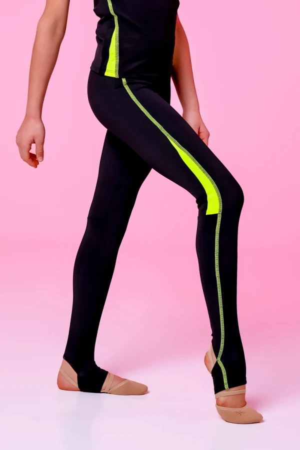 Лосини "Трикутник", Чёрный/Неон-лимон, Бифлекс