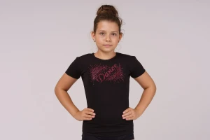 Футболка к/р, Чёрный (малина), 90% хлопок + 10% лайкра