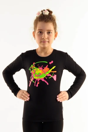 Футболка "Гимнастка в полёте", Чёрный, 90% хлопок + 10% лайкра