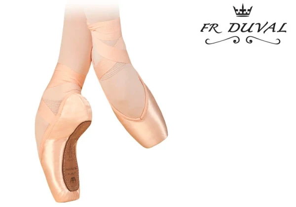 Пуанты с кожаным пятачком, Телесный, Атлас