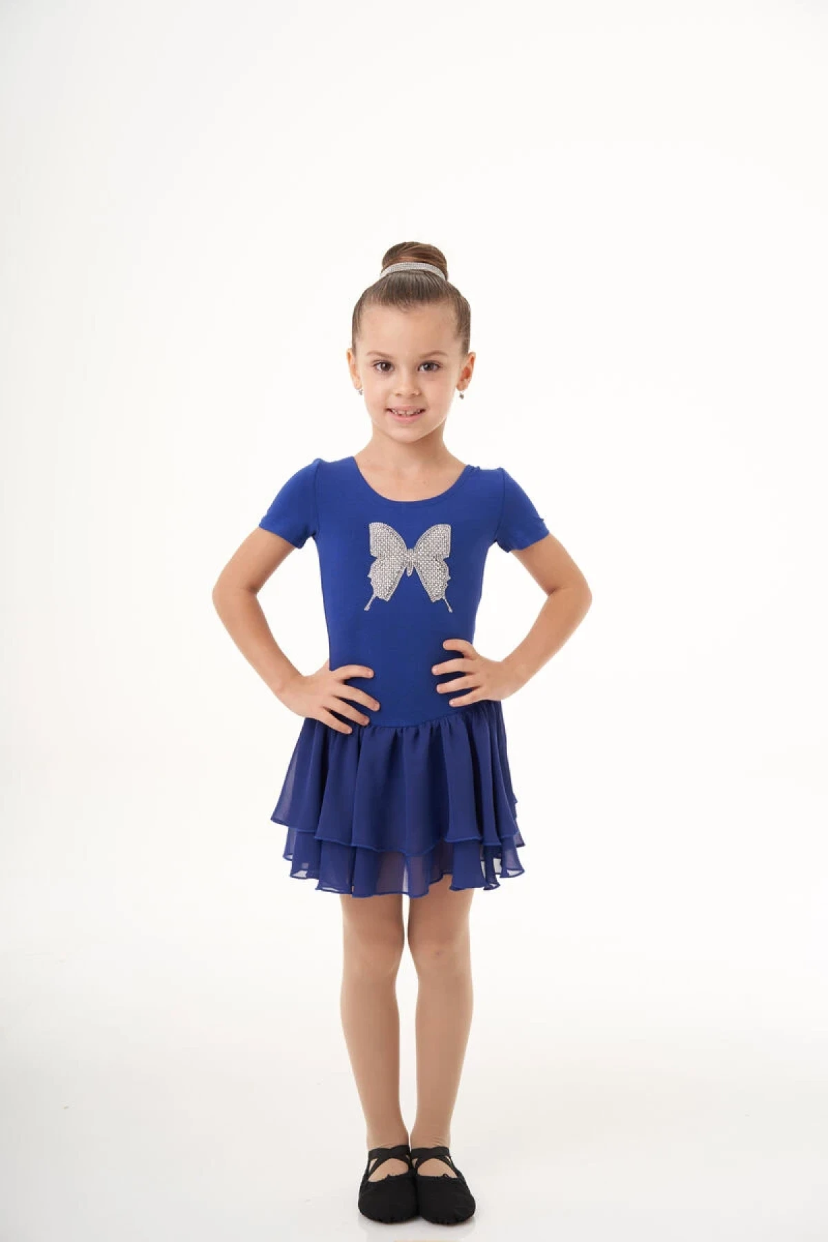 Платье к/р "Николь", Электрик (бел.+жемч.), 90% хлопок + 10% лайкра + шифон