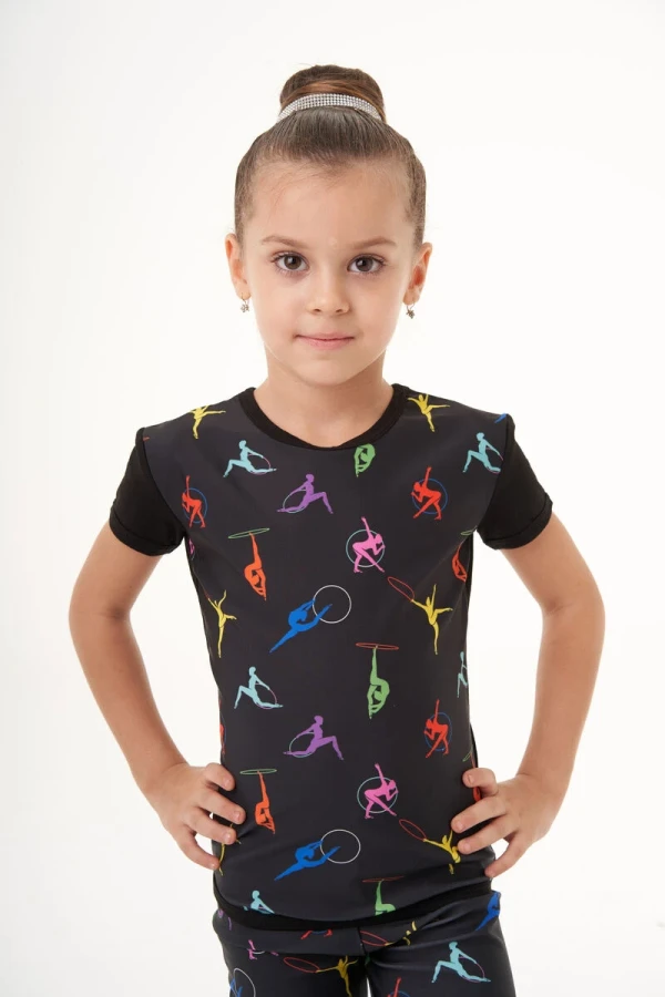 Футболка к/р, Черный/Принтованый, 90% хл.+10% лайк. + бифлекс принт