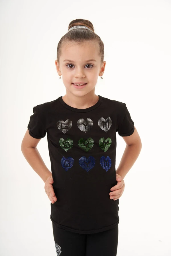 Футболка короткий рукав, Чорний (зел., елект.), 90% бавовна + 10% лайкра