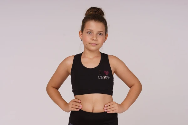 Топ-борцовка "Спорт", Чорний (біл, мал), 90% бавовна + 10% лайкра