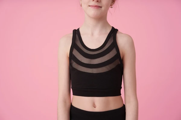 Топ "Полоски" с подкладом, Чёрный, 90% хлопок + 10% лайкра + сетка