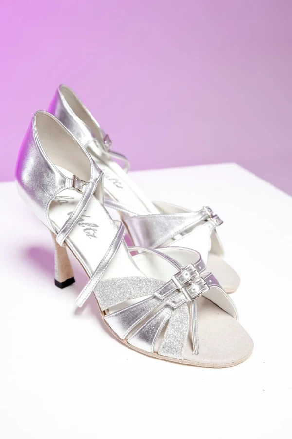 ЖЕНСКАЯ LA (098), Серебро, Комбинированная кожа