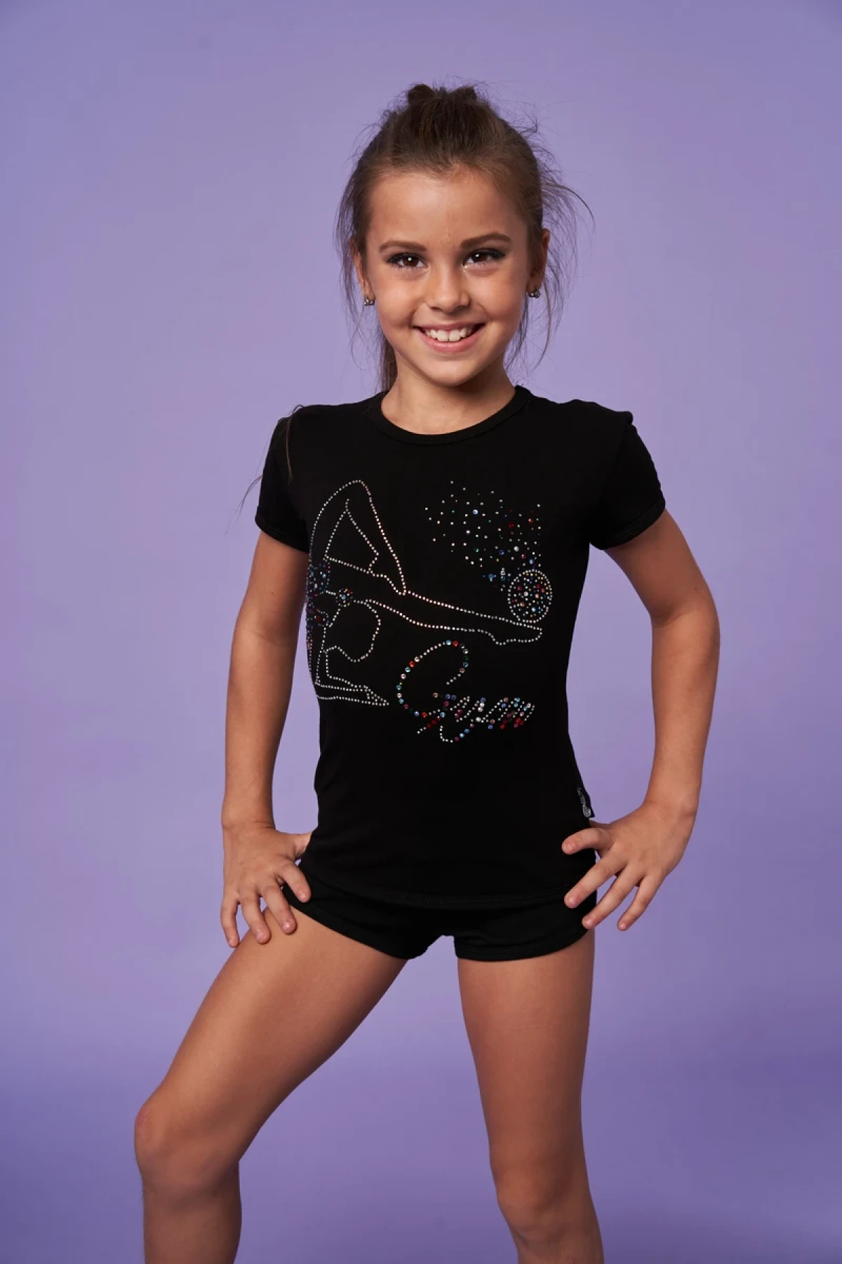 Футболка короткий рукав, Чорний (АВ + розсип), 90% бавовна + 10% лайкра термо Футболка короткий рукав, Чорний (АВ + розсип), 90% бавовна + 10% лайкра термо