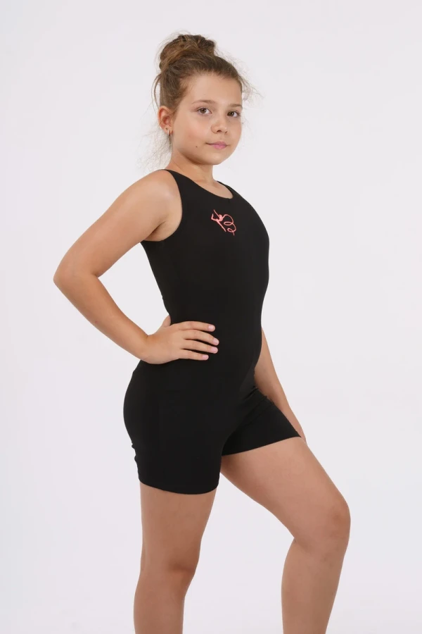 Комбінезон - шорти-майка, Чорний, 80% бавовна + 15% віскоза + 5% лайкра