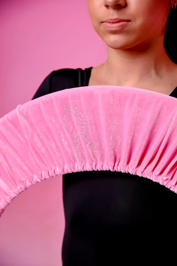 Чохол для обруча, Рожевий (АВ білі), Велюр