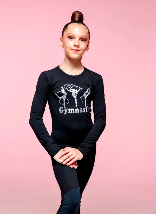 Футболка довгий рукав, Чорний (срібло), 90% бавовна + 10% лайкра