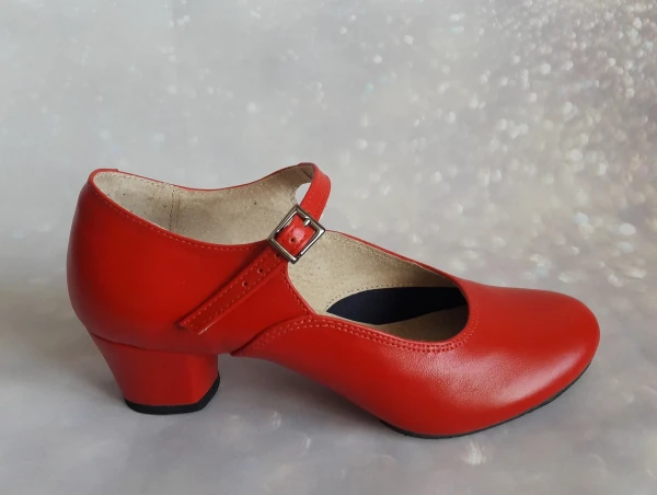 Туфли народные, женские раздельная подошва (052), Красный, Кожа Туфли народные, женские раздельная подошва (052), Красный, Кожа